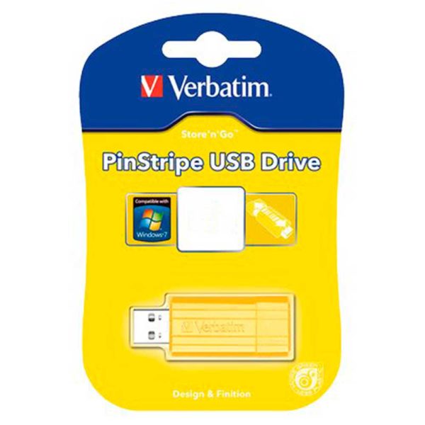 Флеш-накопитель 16 ГБ USB 2.0 VERBATIM PinStripe Yellow Желтый