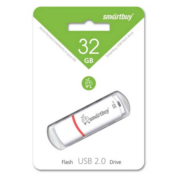 Флеш-накопитель 32 ГБ USB 2.0 SmartBuy Crown White Белый (SB32GBCRW-W)