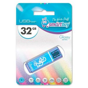 Флеш-накопитель 32 ГБ USB 2.0 SmartBuy Glossy series Blue Голубой