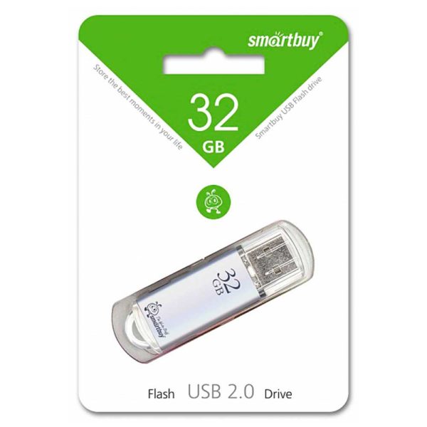 Флеш-накопитель 32 ГБ USB 2.0 SmartBuy V-Cut Silver Серебро