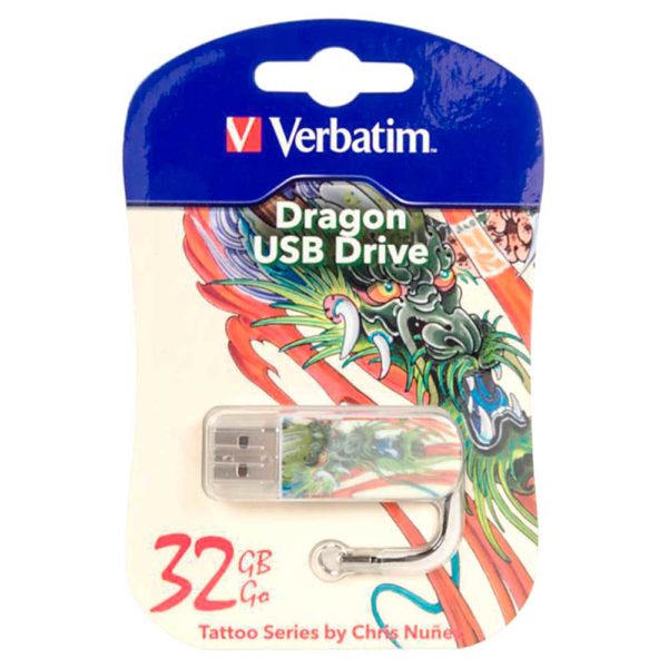 Флеш-накопитель 32 ГБ USB 2.0 VERBATIM Mini Tattoo Edition Dragon