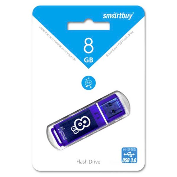 Флеш-накопитель 8 ГБ USB 3.0 SmartBuy Glossy series Dark Blue Синий (SB8GBGS-DB)