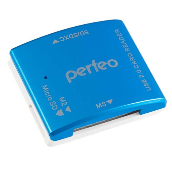 Устройство чтения/записи, картридер (Card Reader) All in 1 Perfeo SD/MMC+MicroSD+MS+M2 Blue Синий (PF-VI-R014)