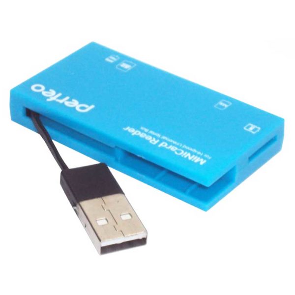 Устройство чтения/записи, картридер (Card Reader) All in 1 Perfeo SD/MMC+MicroSD+MS+M2 Blue Синий (PF-VI-R018)