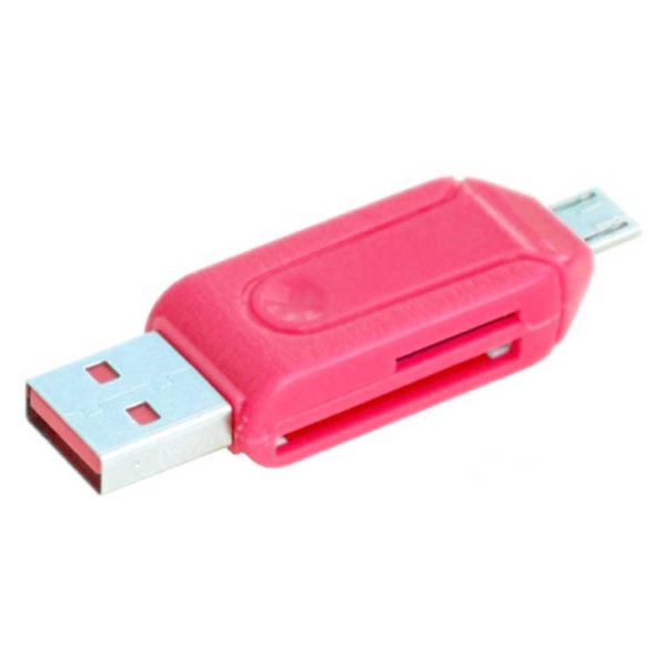 Устройство чтения/записи, картридер (Card Reader) All in 1 Perfeo SD/MMC + MicroSD + MS + M2 + adapter with OTG Pink Розовый (PF-VI-O004)