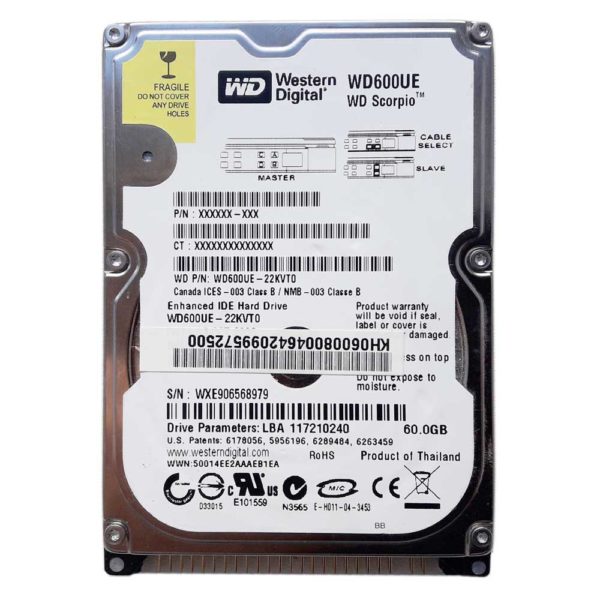 Жесткий диск 60 ГБ IDE 2.5" WD 600UE 5400 rpm 2 МБ для ноутбуков (WD600UE-22KVT0) Б/У