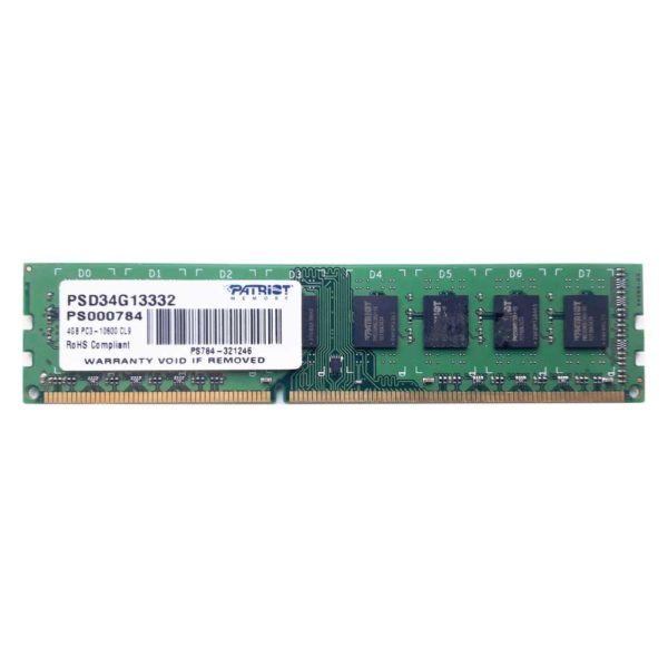 Модуль памяти DIMM DDR3 4 ГБ PC-10600 1333 Mhz CL9 Patriot (PSD34G13332, PS000784)
