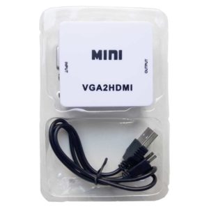Конвертер, переходник VGA – HDMI F/F со звуком, White Белый, MINI VGA TO HDMI UP SCALER 1080P (HDV-M600)