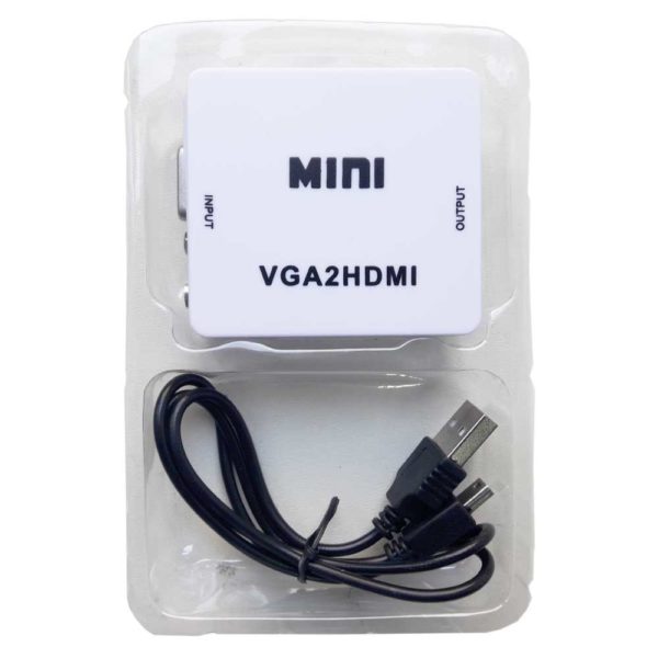 Конвертер, переходник VGA - HDMI F/F со звуком, White Белый, MINI VGA TO HDMI UP SCALER 1080P (HDV-M600)