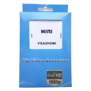 Конвертер, переходник VGA – HDMI F/F со звуком, White Белый, MINI VGA TO HDMI UP SCALER 1080P (HDV-M600)