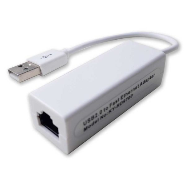 Сетевой адаптер, переходник USB - LAN RJ45 10/100 Mbit, USB2.0, 10cm, диск CD с драйверами, White Белый (KY-RD9700)