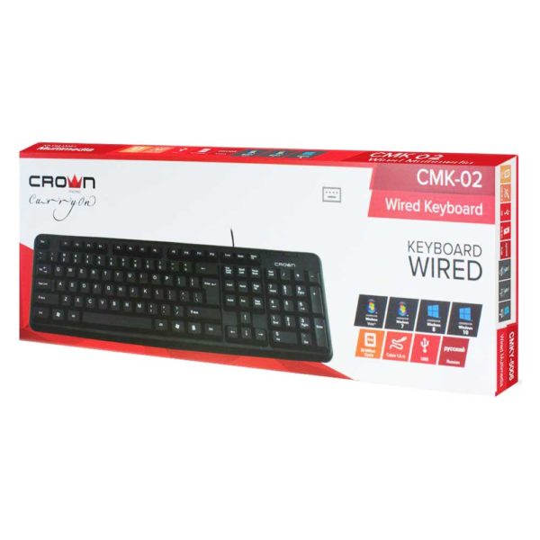 Клавиатура USB Crown CMK-02 проводная, Black Чёрная