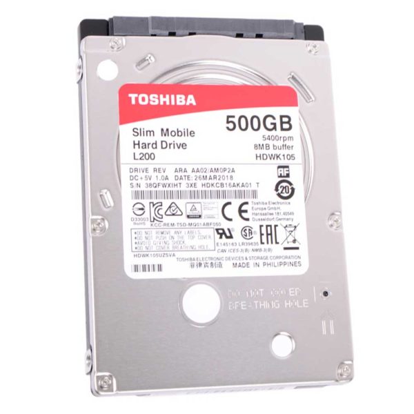Жесткий диск 2.5" 500 ГБ Toshiba L200 SATA III 5400 об/мин Slim 7 мм (HDWK105UZSVA)