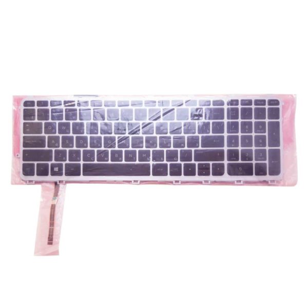 Клавиатура для ноутбука HP Envy 15-j000, 17-j000 с серебристой рамкой и подсветкой (711505-251, 720244-251, NSK-CN4BV, 9Z.N9HBV.40R, 6037B0093222)