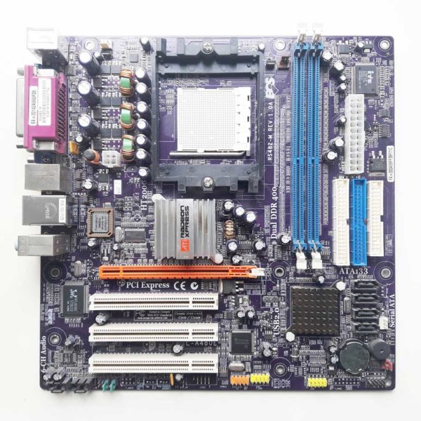 Материнская плата Elitegroup RS482-M S-939 2xDDR DIMM PC-3200 ATI Radeon Xpress 200, 1xPCI-E x16, 3xPCI, AC'97, 5.1, Ethernet: 100/1000, microATX