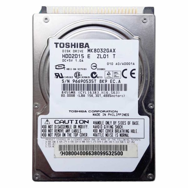 Жесткий диск 80 ГБ IDE 2.5" TOSHIBA MK8032GAX 5400 rpm 8 МБ для ноутбука (HDD2D15) Б/У