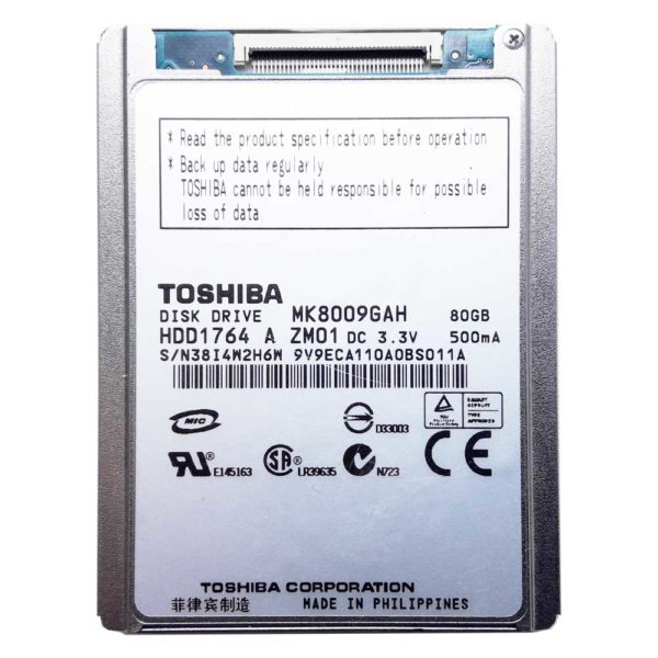 Жесткий диск 80 ГБ IDE/ZIF 1.8" TOSHIBA MK8009GAH 4200 rpm 8 МБ для ноутбука (HDD1764) Б/У