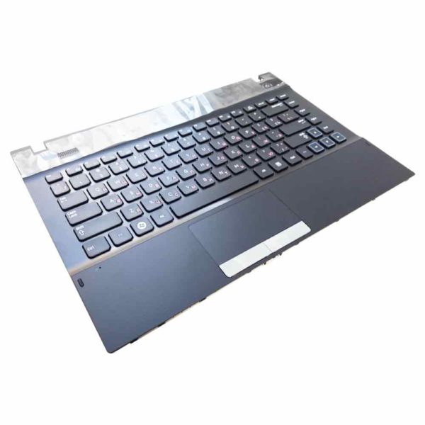 Верхняя часть корпуса с клавиатурой для ноутбука Samsung NP300V4A, 300V4A в сборе: динамики, левая антенна, шлейф тачпада, Black Черный (BA75-03218A, CNBA5903073ABIH, 9Z.N5PSN.501) Новая