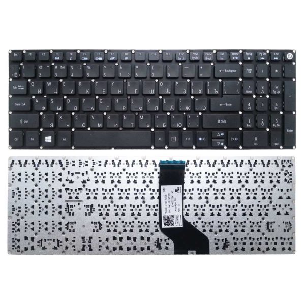 Клавиатура для ноутбука Acer Aspire E5-522, E5-522G, V3-574G, E5-573, E5-573G, E5-573T, E5-573T, E5-532G, E5-722, E5-772, E5-774, E5-774G, E5-576G, F5-571, F5-571G, F5-572, F5-572G, VN7-792G, V3-575, V17 Nitro, Packard Bell EasyNote TE69BH, Aspire 3 A315, A315-21, A315-21G, A315-31, A315-52 A315-51, A515-41G, A515-51, A515-51G, 5 A517, 7 A715, A715-71G, A715-72G, A717-71G, A717-72G, 7 A717, E 15 E5-553G, E5-575G, E5-722G, ES1-523, ES1-533, ES1-572, ES1-524, ES1-732, F5-521, F5-522, F5-571, F5-571G, F5-571T, F5-572, F5-572G, F5-573, F5-573G, F5-573T, TravelMate P2510-G2-MG, Aspire F5-771, F5-771G, Extensa 2511, 2511G, EX251, EX2511G, EX2540, Aspire T5000, Aspire N15Q1, N15W1, N15W2, Extensa 2520, 2520G, 2530, 2540, EX2520G, EX2530, EX2540, TravelMate P257-M, P257-MG, P258-M, P258-MG, P259-M, P259-MG, P277-M, P277-MG, P278, P278-MG Black Чёрная Без рамки (OEM)