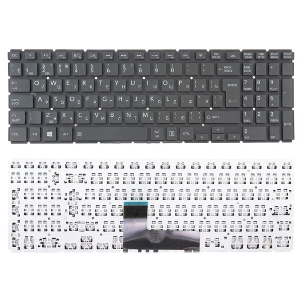 Клавиатура для ноутбука Toshiba L50-B, L50D, L50D-B, L50T-B, L55-B, L55DT-B, S50-B, S55-B без рамки, Г-образный "Enter", Black Черная (OEM)
