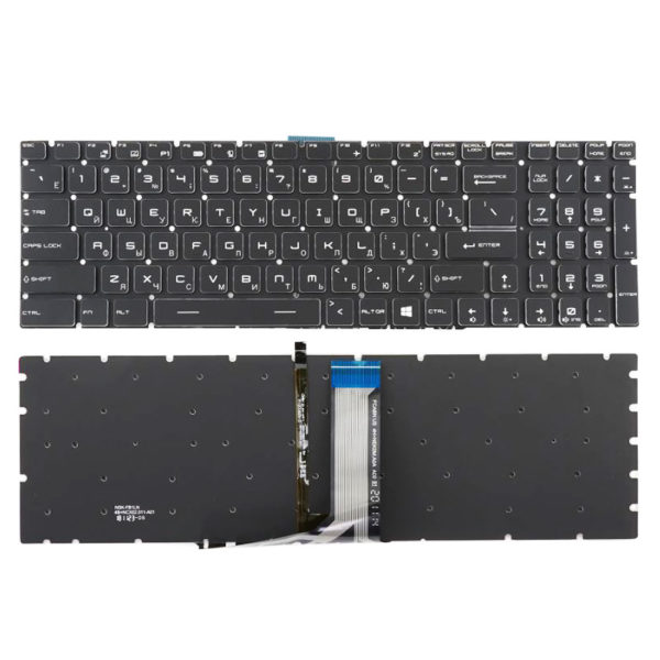 Клавиатура с подсветкой для ноутбука MSI GS60, PE60, GL62, GE62, GP62, GT62, GT62VR, GS63, GL72, GP72, GP72VR, GP72MVR, GE72, GE72VR, GV72, GS70, GS72, GE73, GE73VR, MS-1771, MS-1792, MS-179B Black Черная (V143422HK1 RU, S1N3EUS, S1N3EUS223SA010) Новый